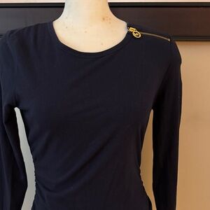 Michael Kors Dark Blue Top with Gold Accent